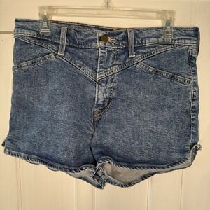 Levi's High Rise Denim Shorts Size 31 Western Yoke Stretch Dark Denim Retro Boho